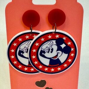 Mickey Mouse with Red, White, and  Blue Earrings